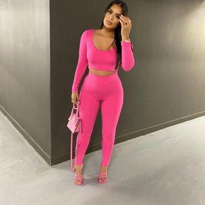 Naked Wardrobe THE NW LEGGINGS High Waisted Raspberry Pink Valentines